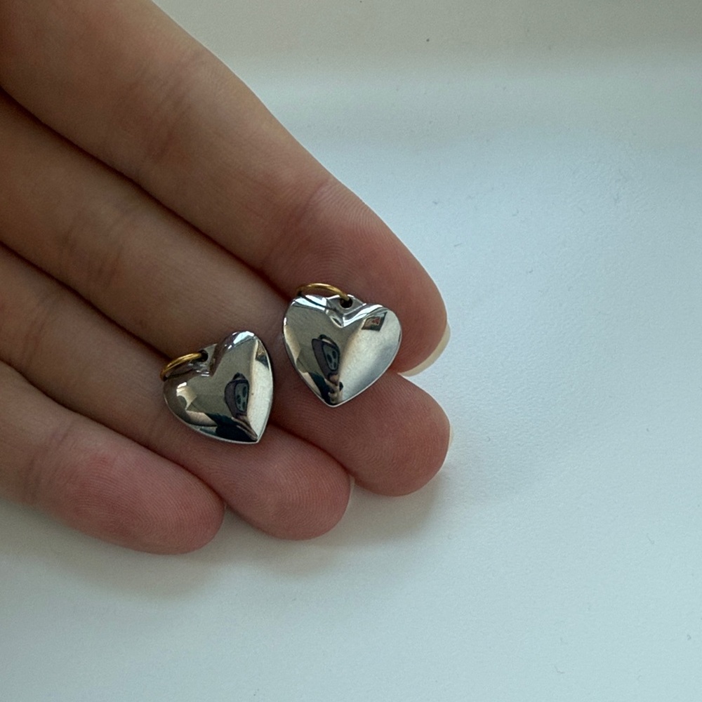 Gold and Silver Heart Earring Charms